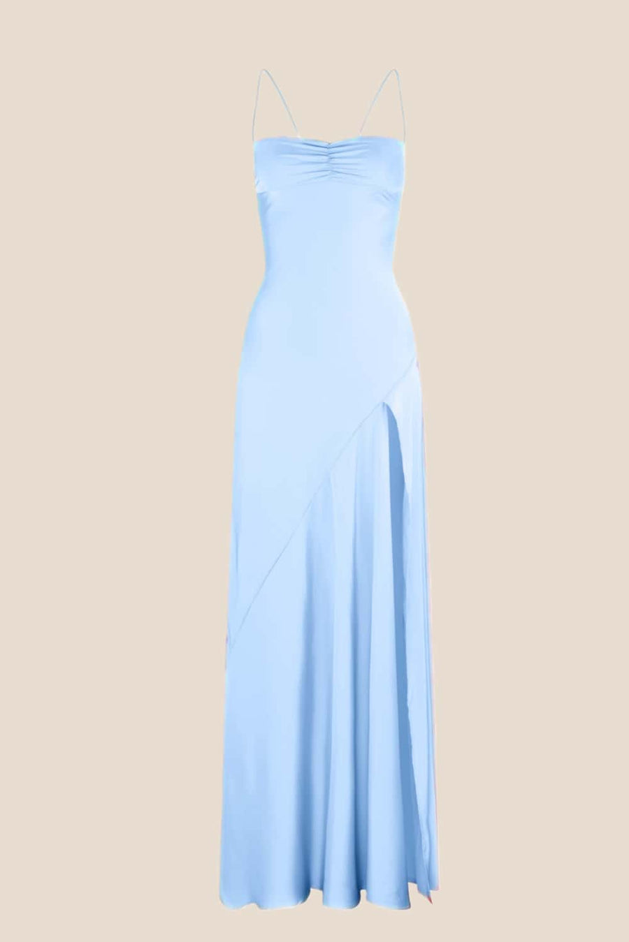 Spaghetti Straps Yellow Long Dress with Slit