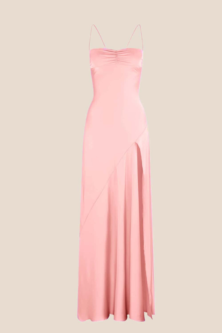 Spaghetti Straps Yellow Long Dress with Slit