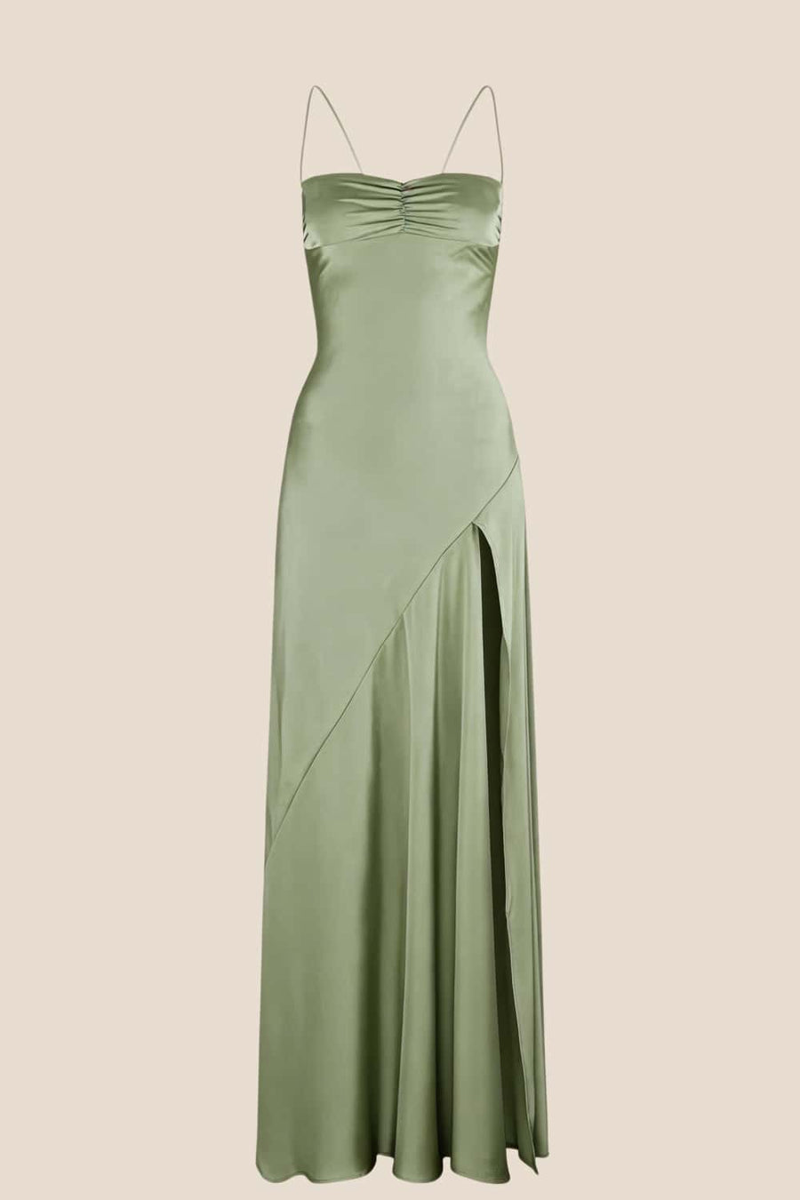 Spaghetti Straps Yellow Long Dress with Slit