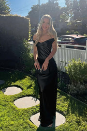 Off the Shoulder Sage Green Soft Satin Fitted Dress