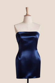 Strapless Orange Cowl Back Short Dress