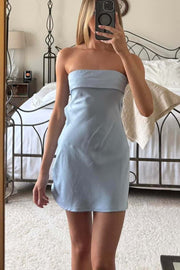 Strapless Orange Cowl Back Short Dress