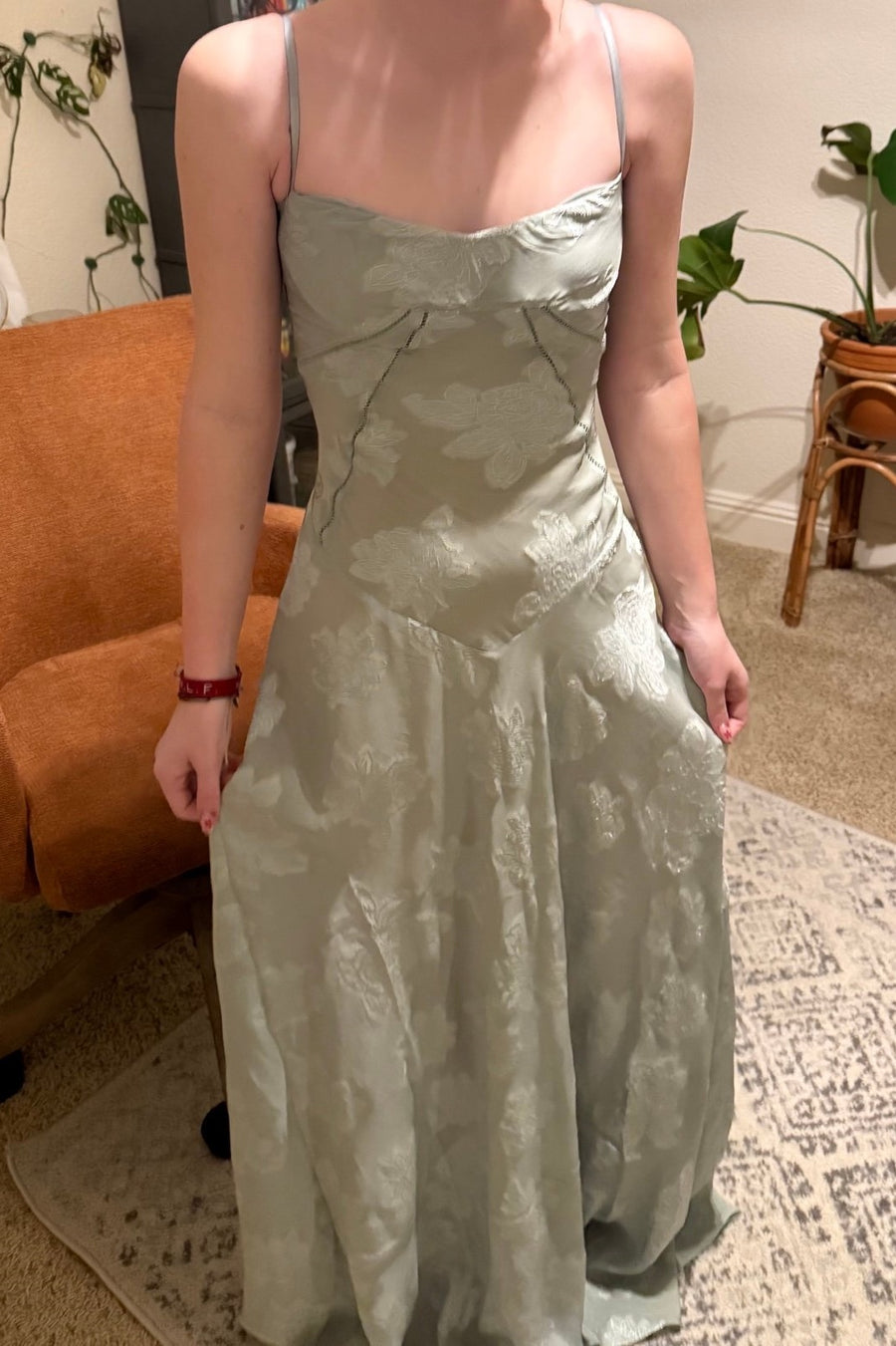 Dreamy Green Straps Long Dress