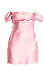 Off the Shoulder Light Blue Satin Short Dress