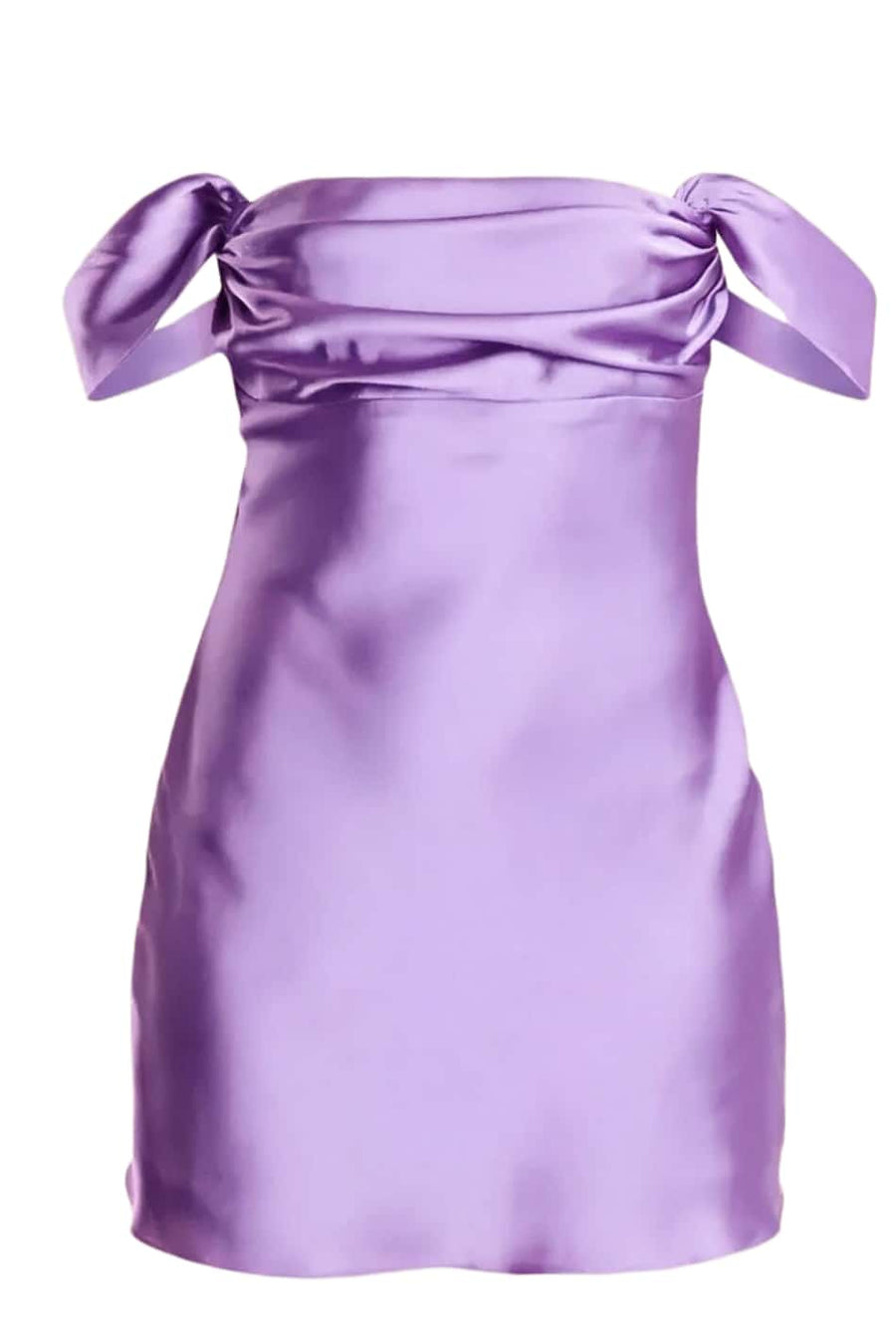 Off the Shoulder Light Blue Satin Short Dress