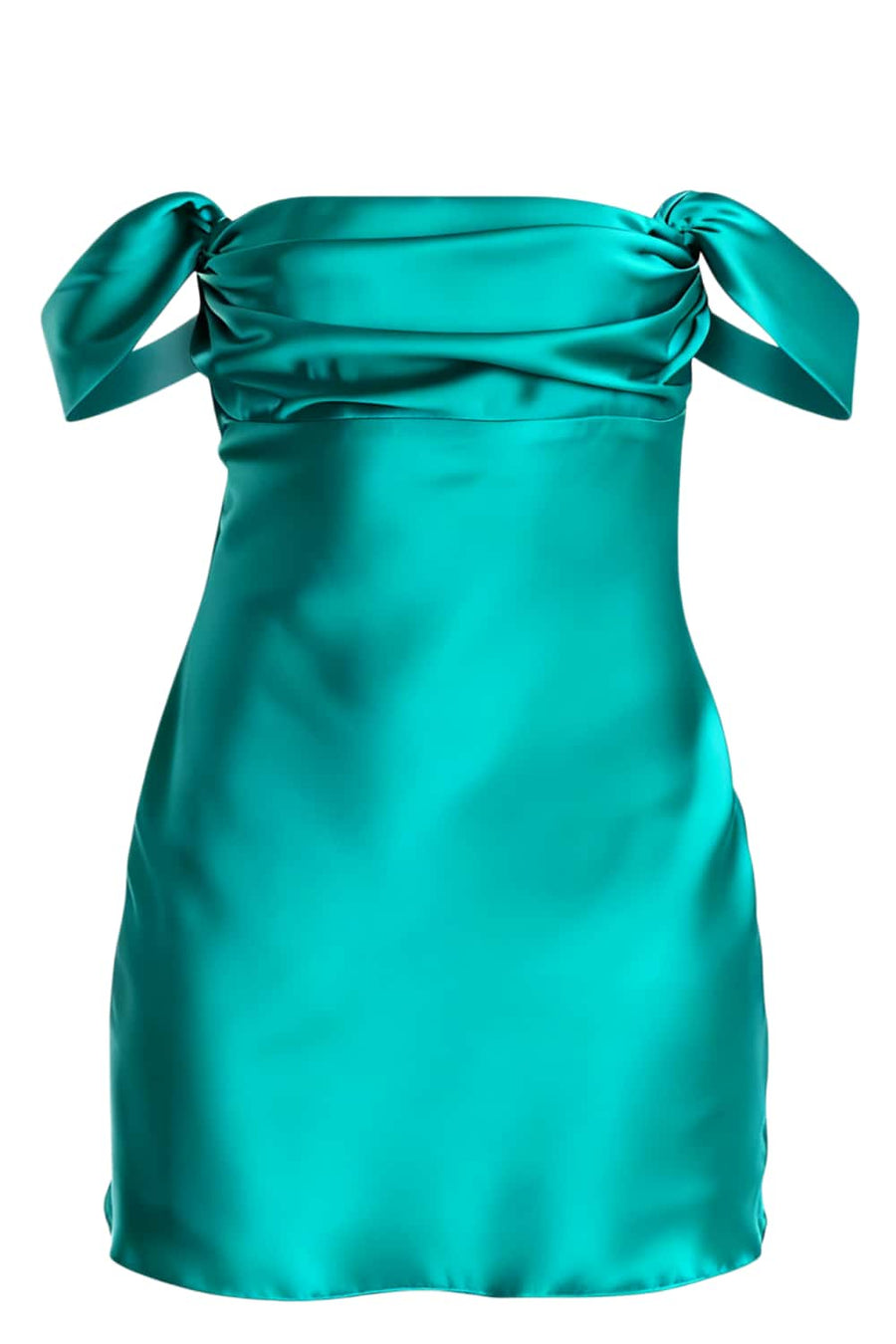 Off the Shoulder Light Blue Satin Short Dress