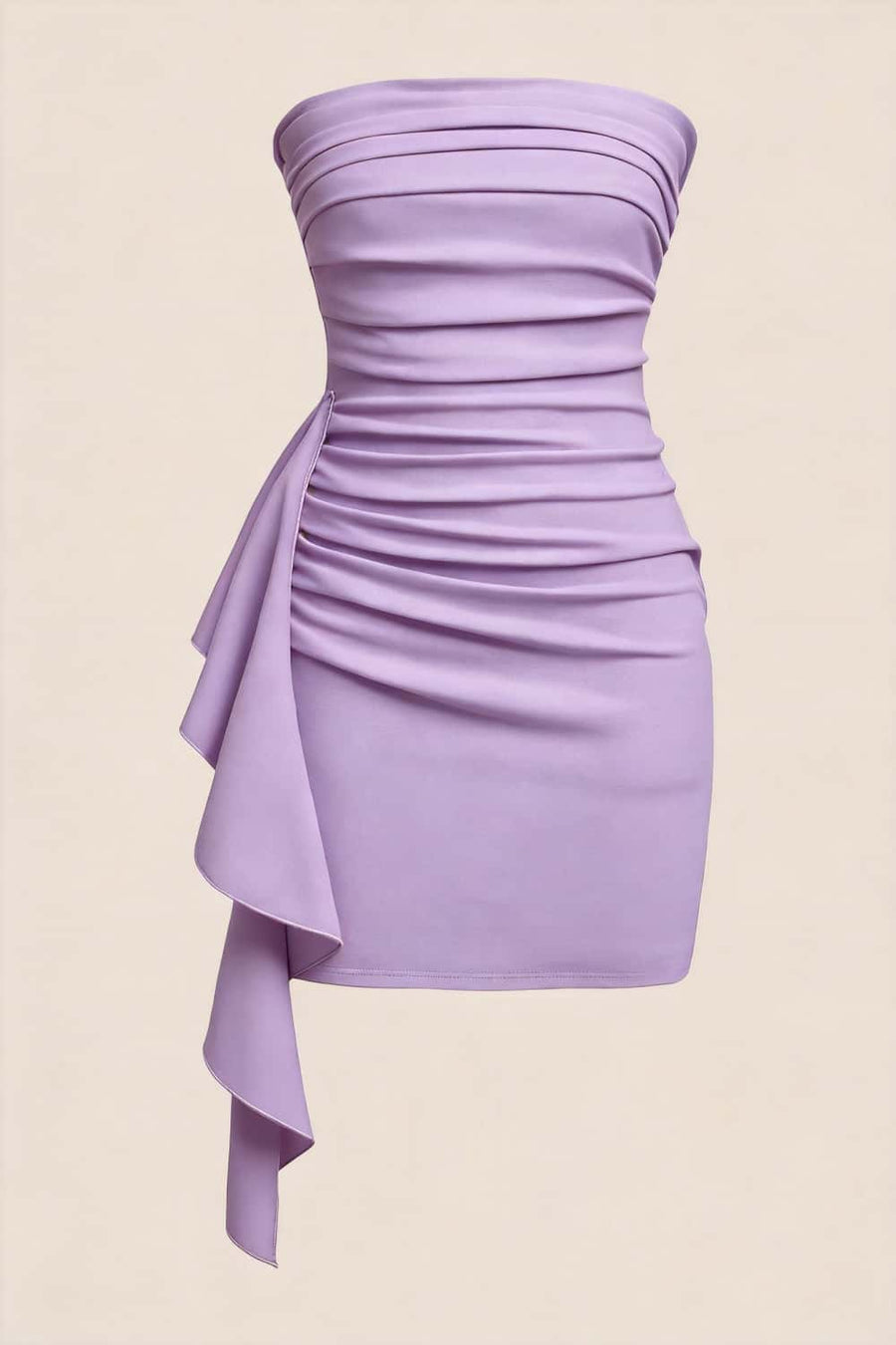 Strapless Light Blue Ruched Tight Dress with Train