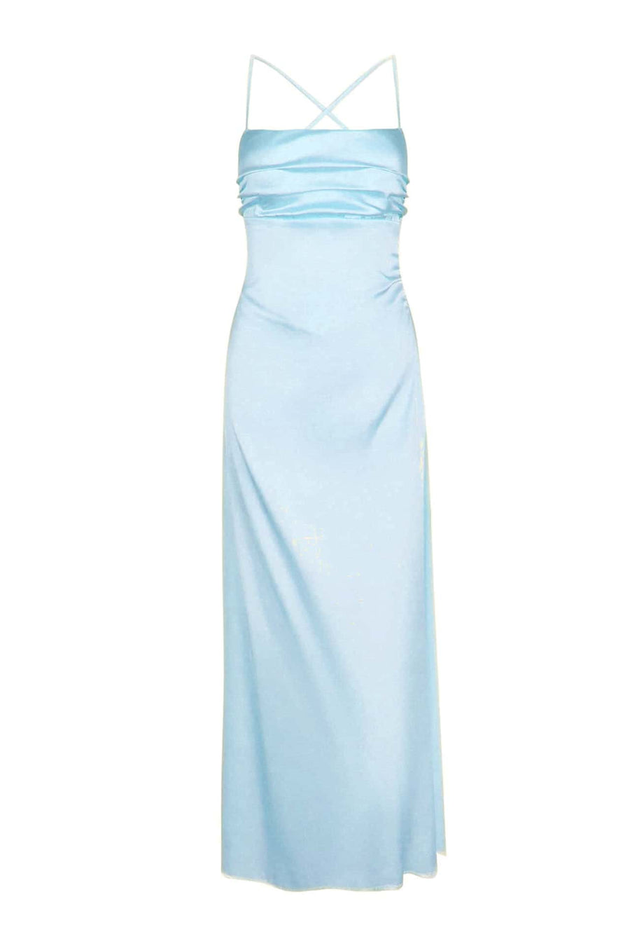 Spaghetti Straps Pink Back Tie Long Dress