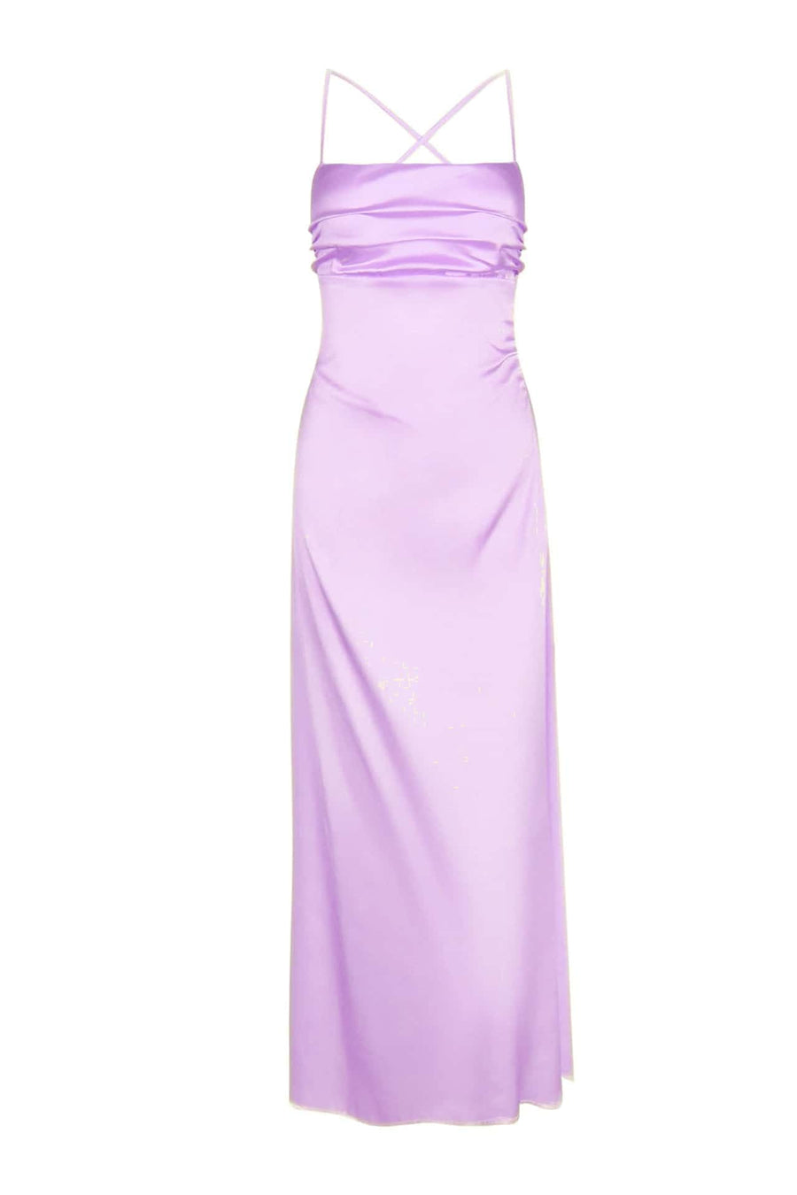 Spaghetti Straps Pink Back Tie Long Dress