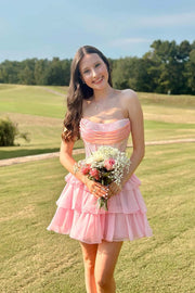 Navy Blue Beaded Short Ruffle A-line Dress