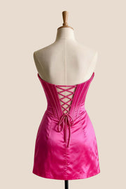 Hot Pink Corset Tight Short Homecoming Dress