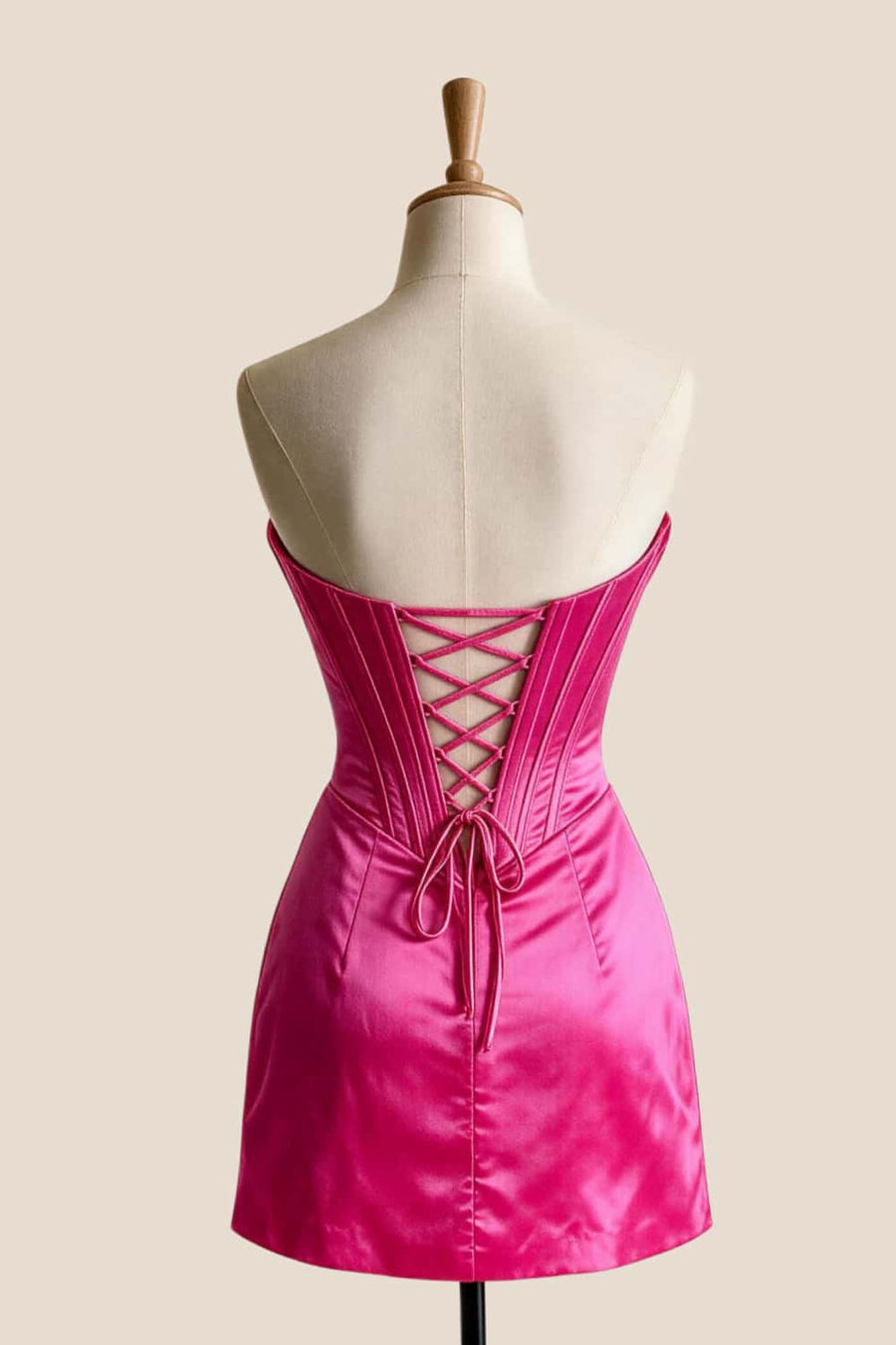 Hot Pink Corset Tight Short Homecoming Dress