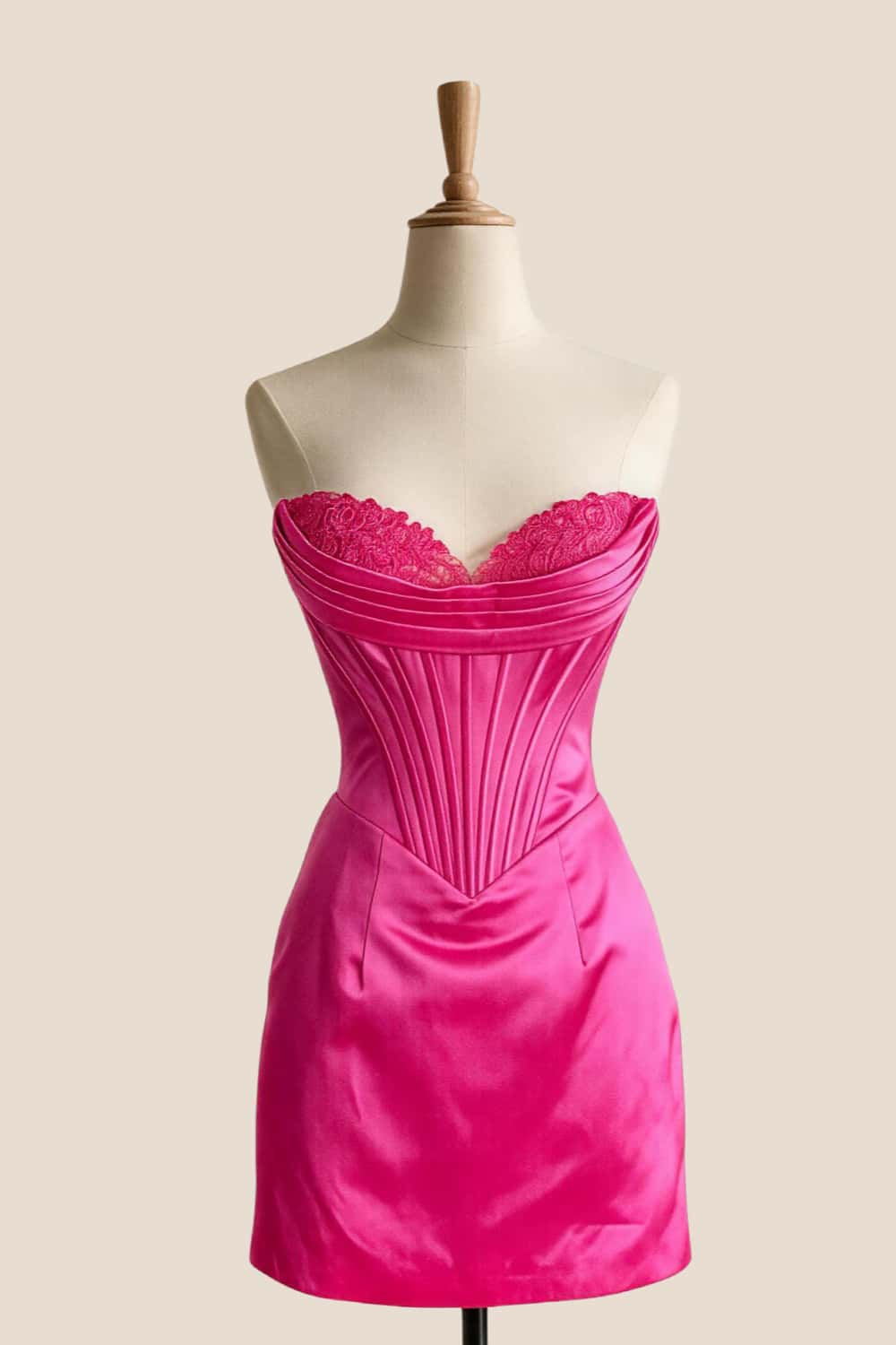 Appliques Neck Blue Satin Short Dress