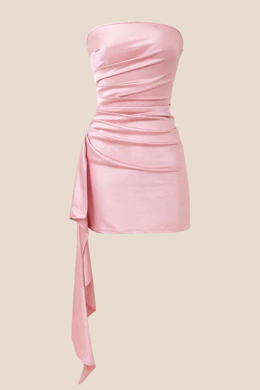 Strapless Lavender Ruched Short Dress with Train – Ohmollydress Strapless Lavender Ruched Short Dress with Train – Ohmollydress