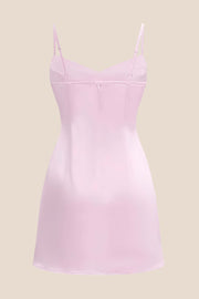 Straps Yellow Ruched Satin Short Dress
