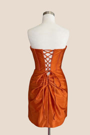 Cowl Neck Orange Twist Short Dress