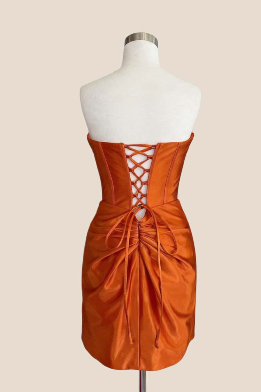 Cowl Neck Orange Twist Short Dress