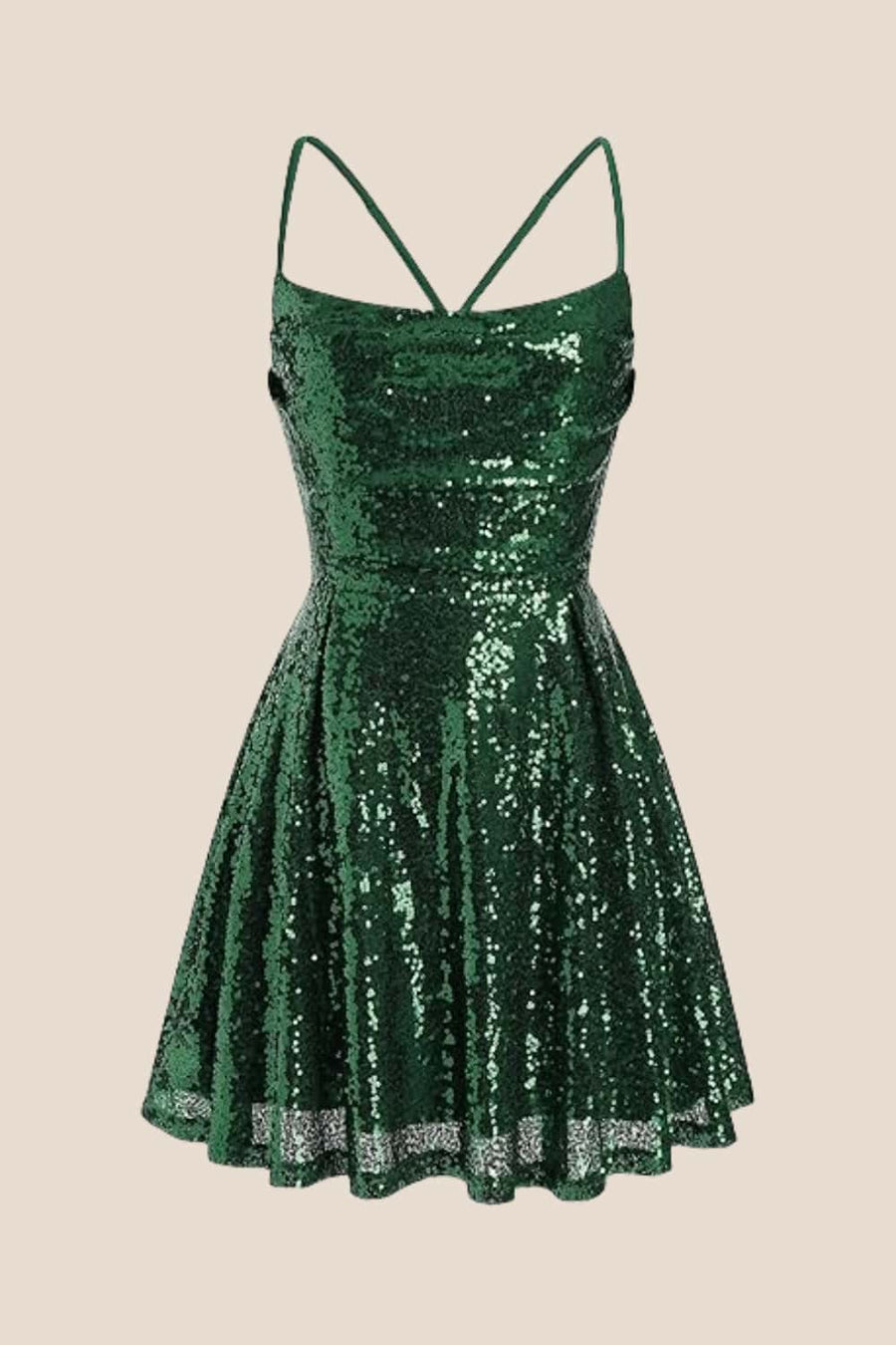 Square Neck Lilac Ruched Sequin Short Dress