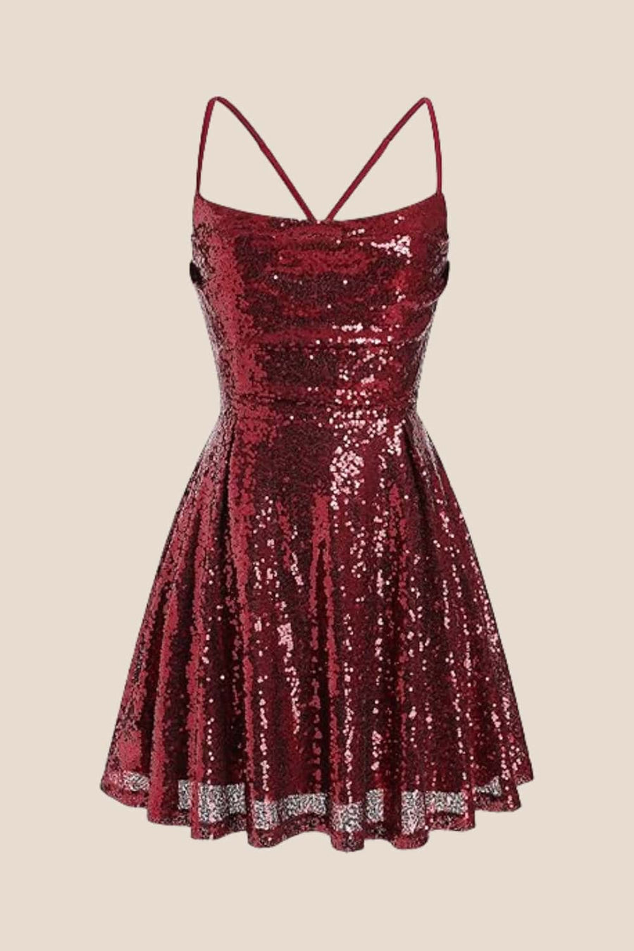 Square Neck Lilac Ruched Sequin Short Dress