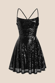 Square Neck Lilac Ruched Sequin Short Dress