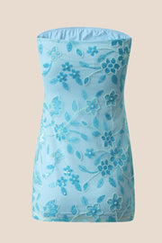 Green Beaded Strapless Fitted Short Dress