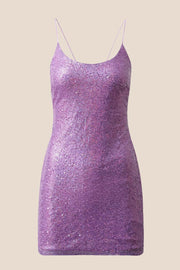 Orange Sequin Straps Tight Short Dress