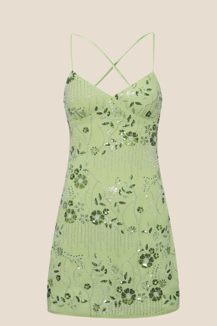 Light Blue Beaded Straps Fitted Mini Dress