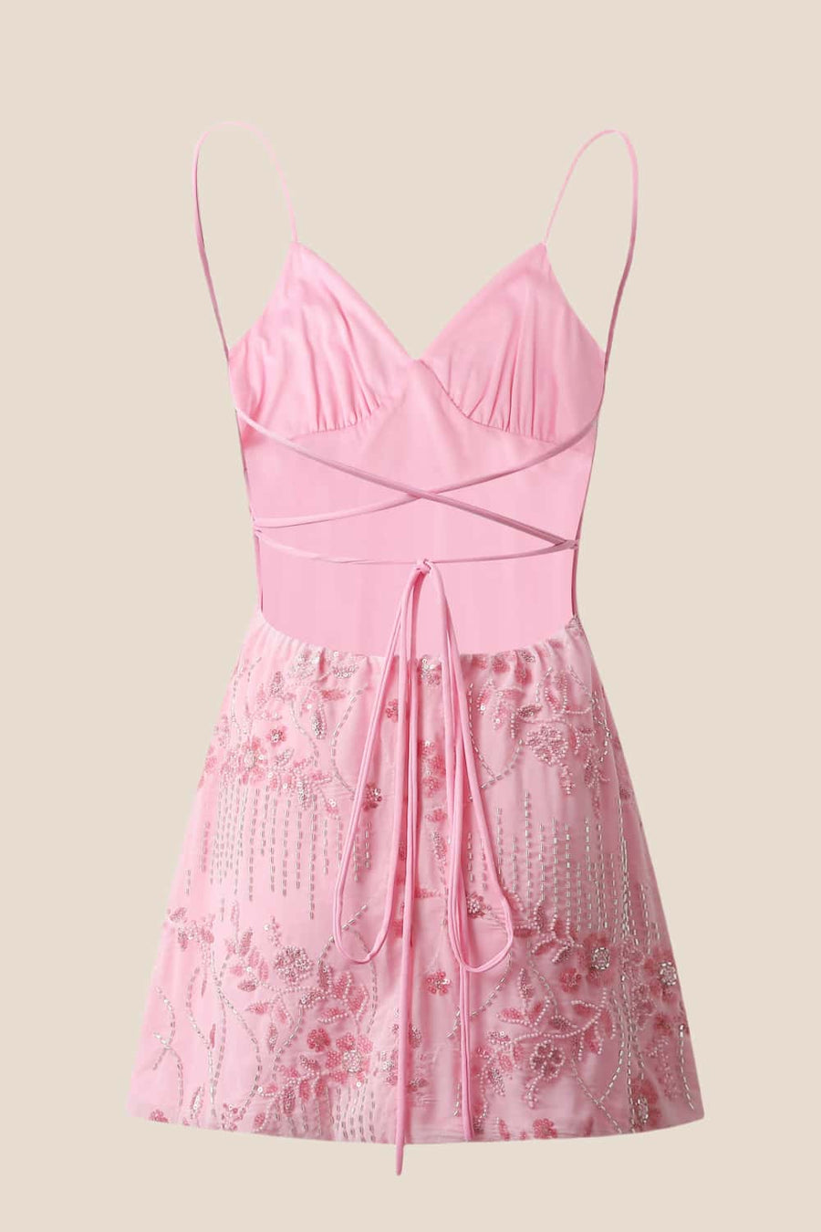 Pink Beaded Straps Fitted Mini Dress Ohmollydress Pink Beaded Straps Fitted Mini Dress Ohmollydress