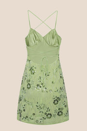 Light Blue Beaded Straps Fitted Mini Dress