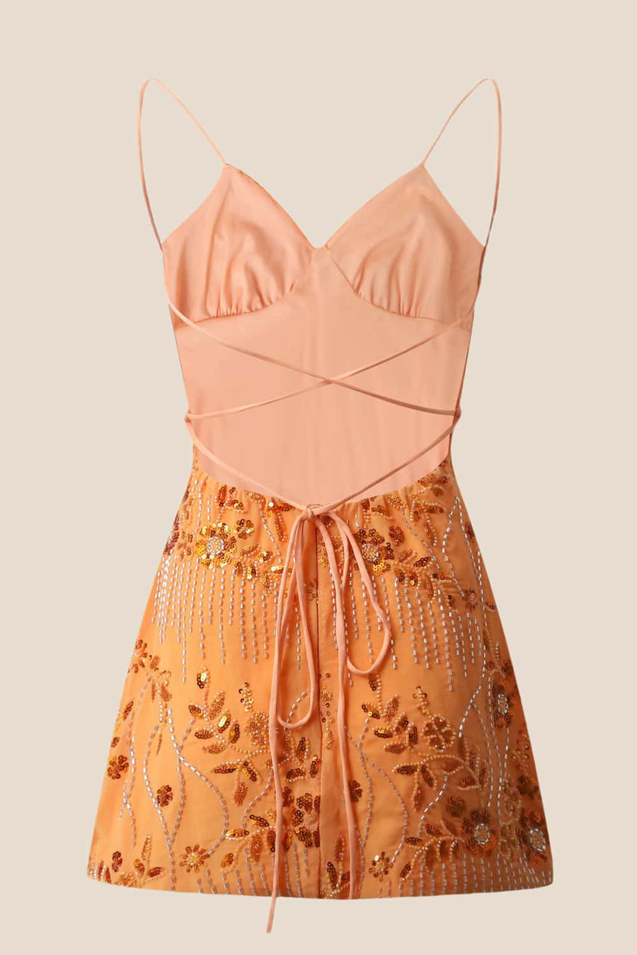 orange beaded mini dress Dayan Orange Beaded Party Mini Dress - US 4