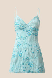 Pink Beaded Straps Fitted Mini Dress