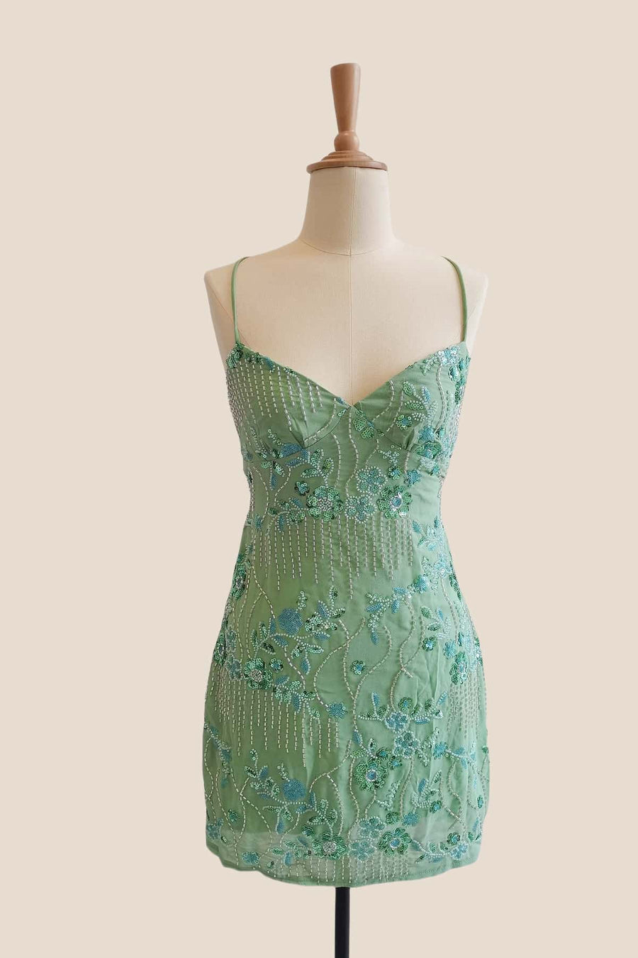 Straps Yellow Sequin Fitted Short Dress