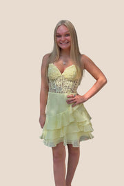 Lavender Sweetheart Appliques Chiffon Short Dress