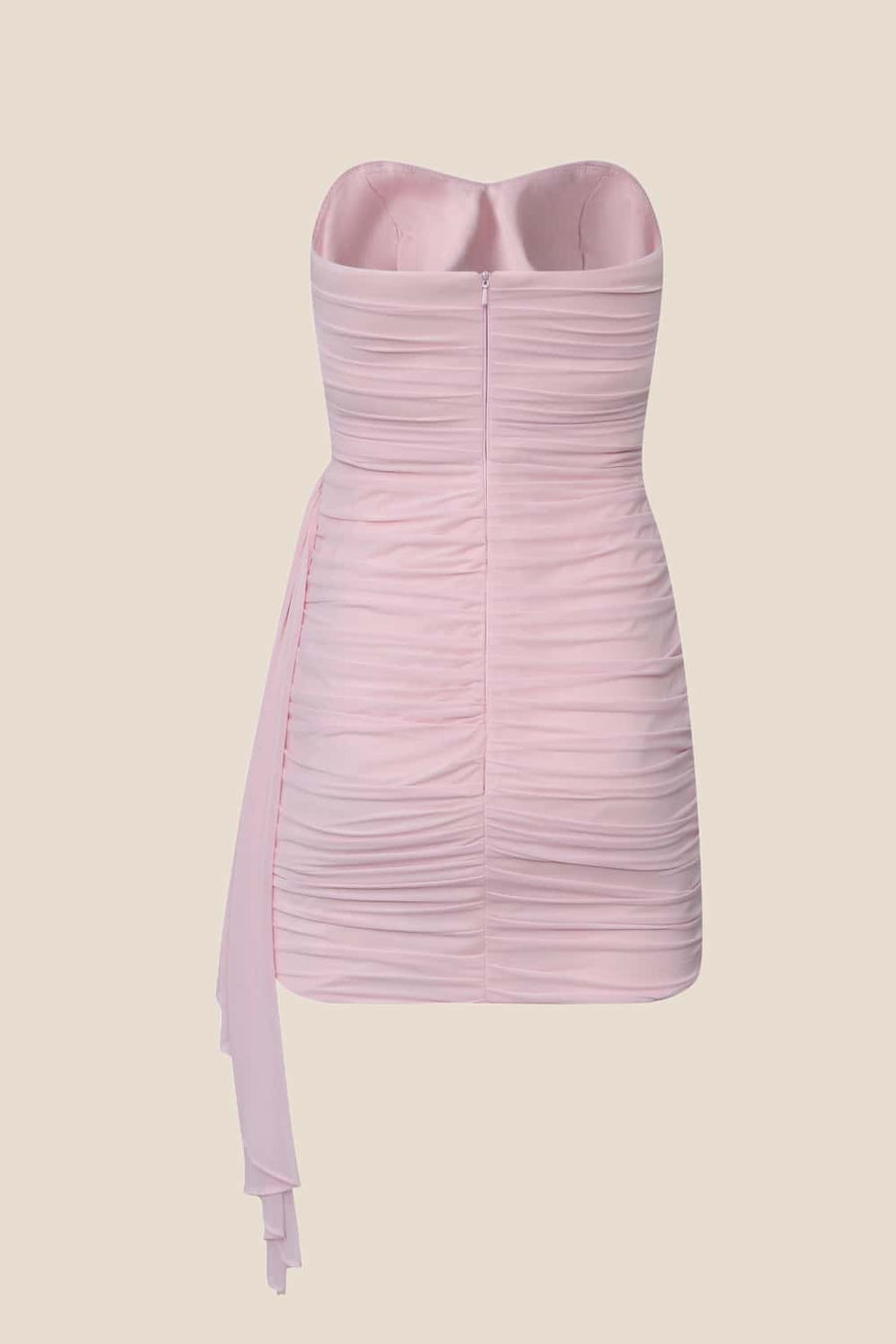 Strapless Ruched Tight Dress with Train