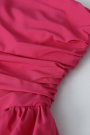 Fuchsia Strapless Ruffle Short Dress