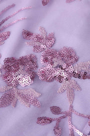 Purple Sequin Embroidery A-line Short Dress