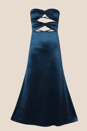 Dark Teal Twists Keyhole Fitted Dress