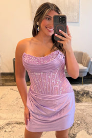 Pink Lace and Satin Fitted Dress