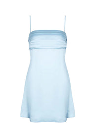 Blue Straps Satin Short Dress
