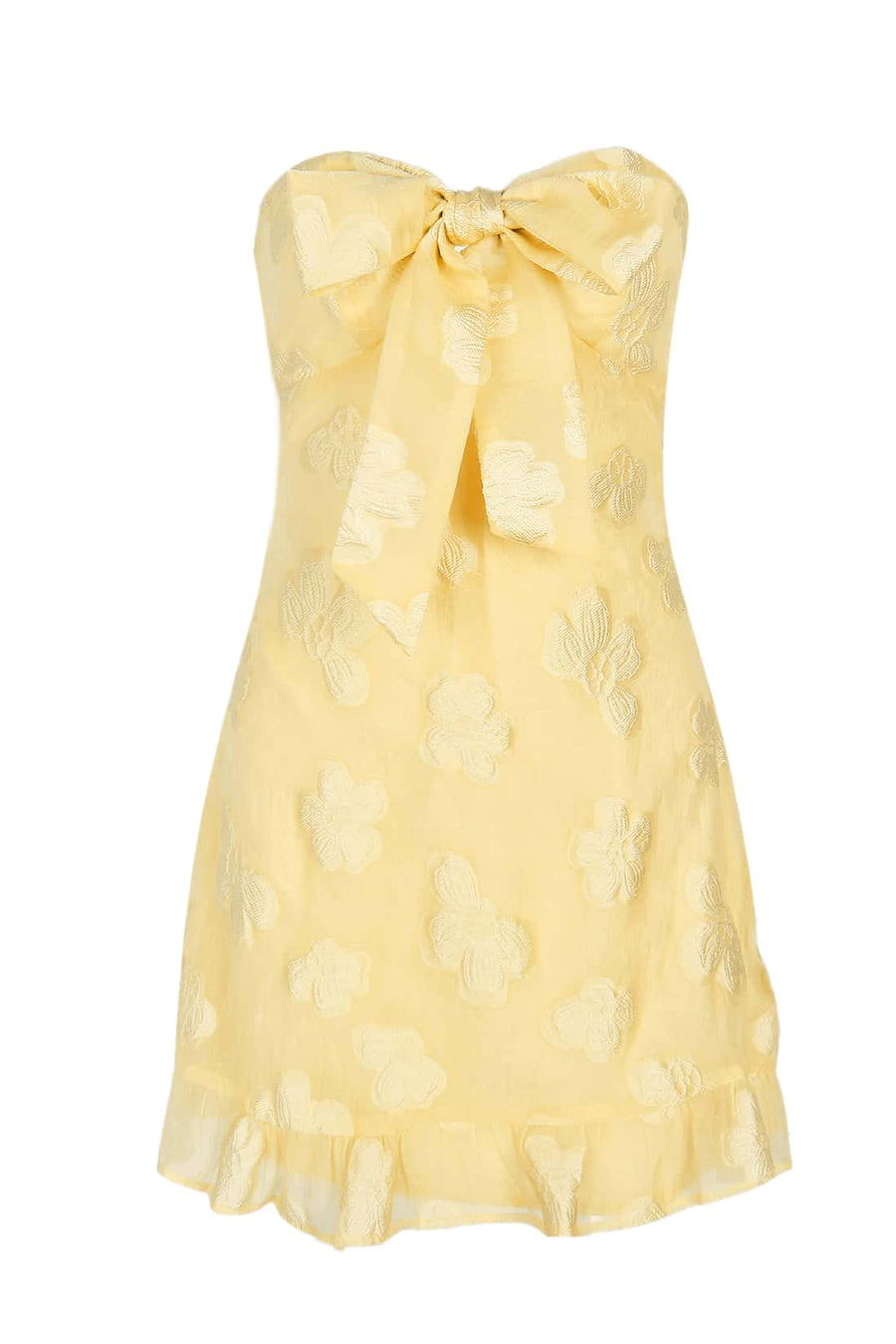 Sweet Yellow Bow Fitted Short Dress