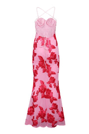 Hot Pink Embroidered Fitted Straps Dress