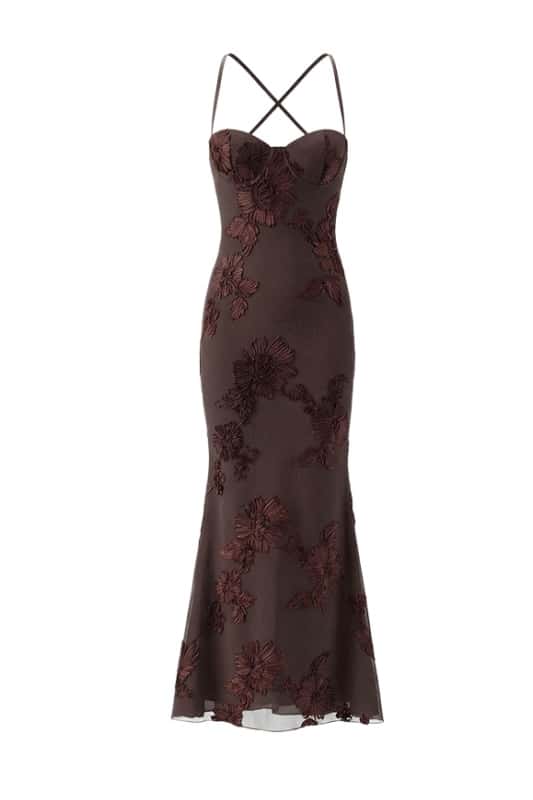 Brown Embroidered Fitted Straps Dress Ohmollydress Brown Embroidered Fitted Straps Dress Ohmollydress