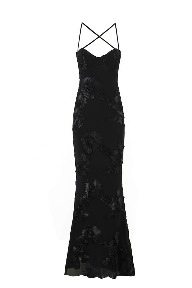 Black Straps Mermaid 3D Flower Dress Ohmollydress Black Straps Mermaid 3D Flower Dress Ohmollydress