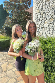 Halter Light Yellow Beaded Short Dress