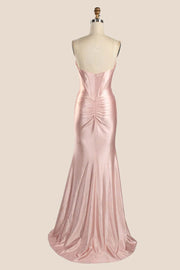 Strapless Blush Beaded Mermaid Formal Dress