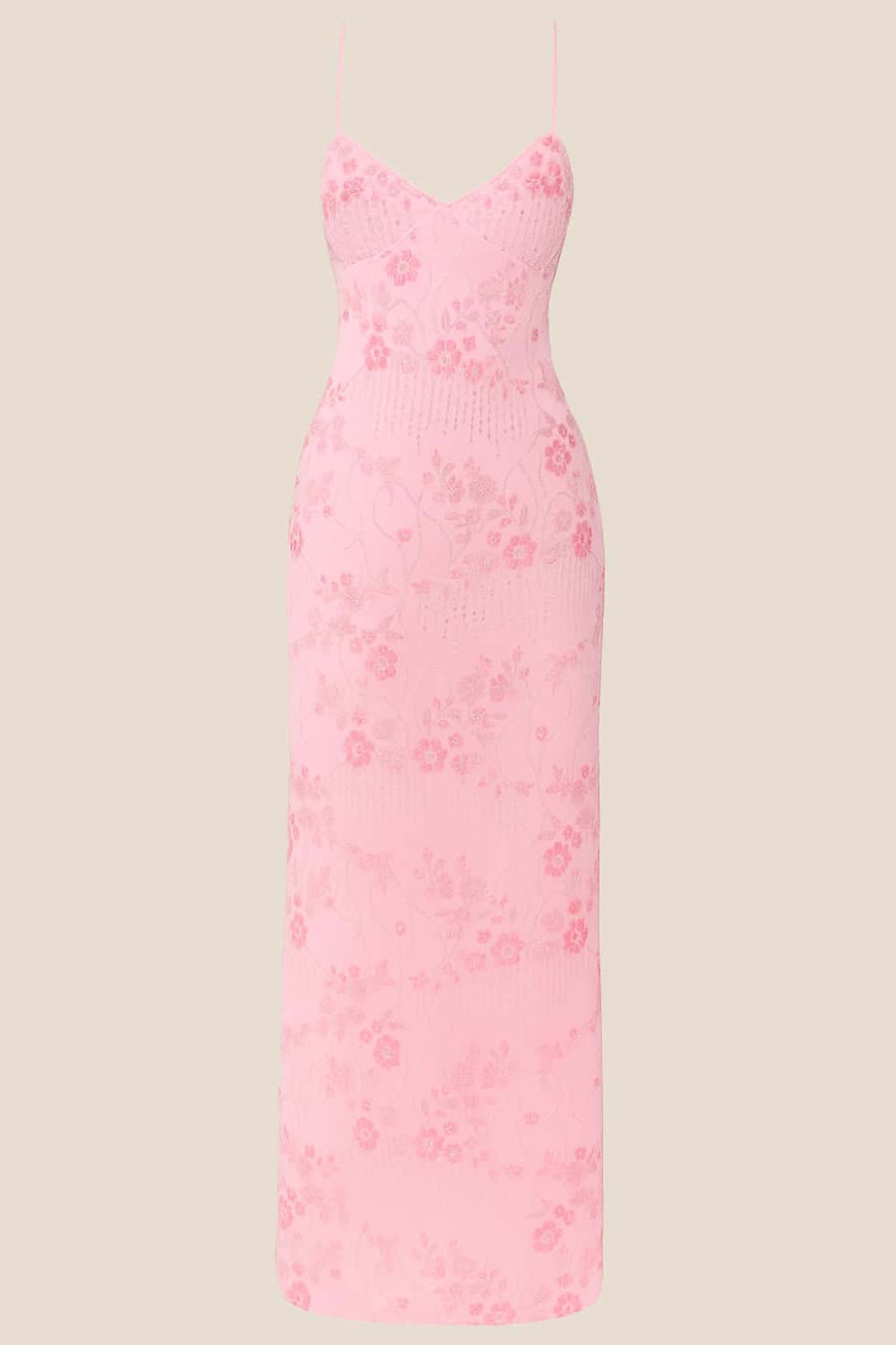 Blue Beaded Straps Fitted Long Dress