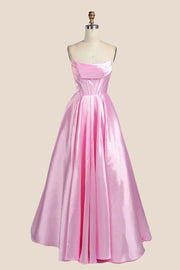 Cowl Neck Pink Satin A-line Formal Dress