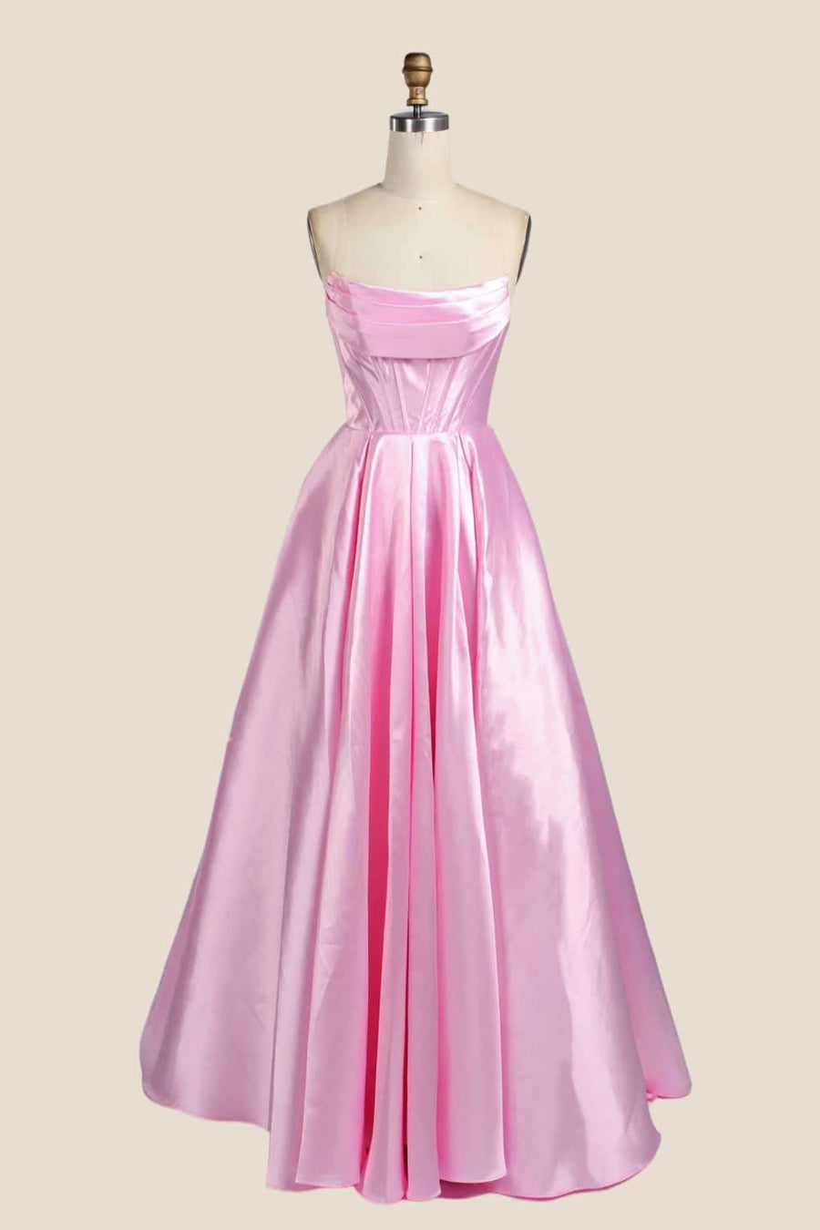 Cowl Neck Pink Satin A-line Formal Dress