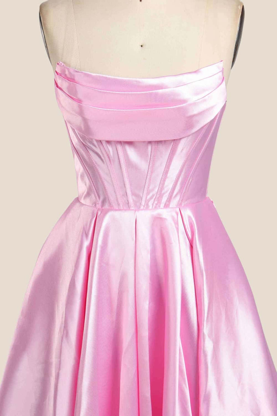 Cowl Neck Pink Satin A-line Formal Dress