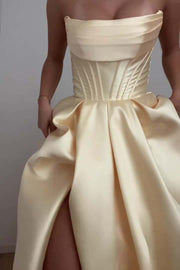 Cowl Neck Red Satin A-line Formal Dress